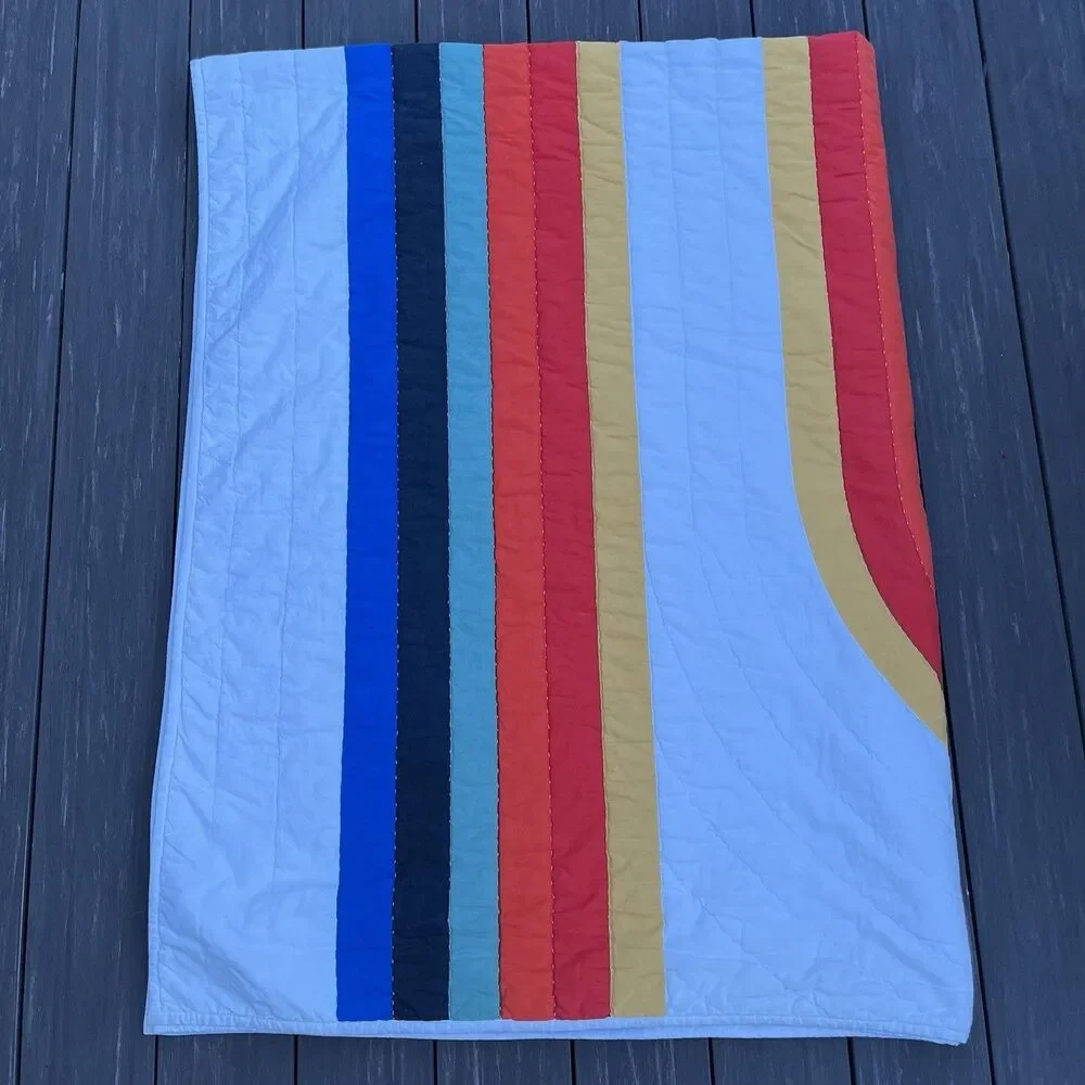 Crate & Barrel Kids Dynamic Trail Twin Quilt Comforter 100% Organic Cotton 66x86